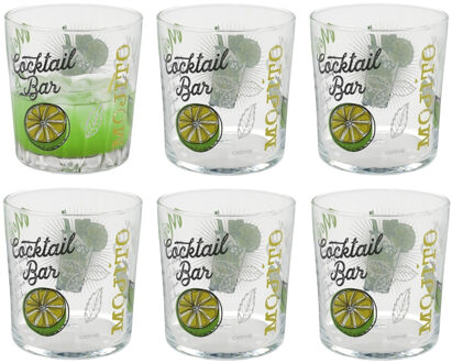 Gerimport Mojito cocktailglazen - 6x - gedecoreerd glas - met teksten - 360 ml