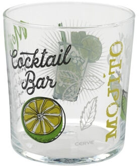 Gerimport Mojito cocktailglazen - gedecoreerd glas - met teksten - 360 ml