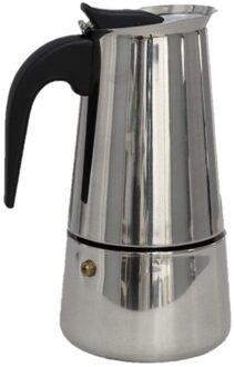 Gerimport moka/espresso koffiemaker voor 4 kopjes - Percolator - rvs - zilver - 16 cm - Percolators Zilverkleurig