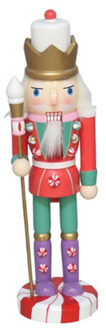 Gerimport Notenkraker decoratie figuur/beeld - 8 x 6 x 25 cm - gekleurd - rood/groen/paars - kunststof