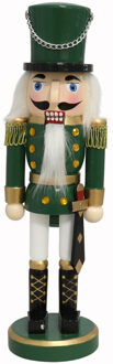 Gerimport notenkraker figuur/beeld - 25 cm - groen - Kerstbeeldjes