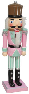 Gerimport notenkraker figuur/beeld - 38 cm - pastel blauw/roze - Kerstbeeldjes