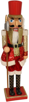 Gerimport notenkraker figuur/beeld - 78 cm - rood - Kerstbeeldjes