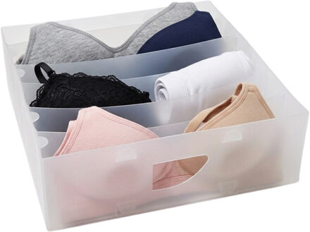 Gerimport ondergoed organizer - kunststof - 6 vaks - 30 x 30 x 10 cm - transparant - opbergen