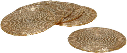 Gerimport Onderzetters - 6x stuks - kunststof - goud - 10 cm - voor glazen Goudkleurig