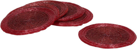 Gerimport Onderzetters - 6x stuks - kunststof - rood - 10 cm - voor glazen