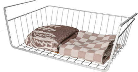 Gerimport Opberg/opruim hangmandje - 25 x 40 x 14 cm - Kastmandje - zilver - kledingkast