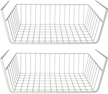 Gerimport Opberg/opruim hangmandje - 6x - 25 x 40 x 14 cm - Kastmandje - zilver - kledingkast