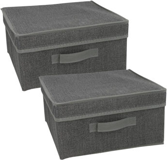 Gerimport Opbergbox London - 2x - 30 x 31 x 16,50 cm - antraciet - met handvaten