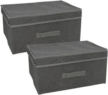 Gerimport Opbergbox London - 2x - 30 x 40 x 20 - antraciet - met handvaten