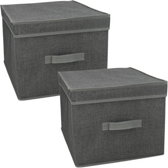 Gerimport Opbergbox London - 2x - 40 x 31 x 25 cm - antraciet - met handvaten