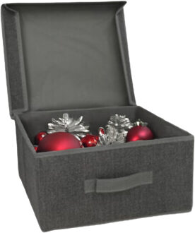 Gerimport Opbergbox London - 30 x 31 x 16,50 cm - antraciet - met handvaten