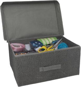 Gerimport Opbergbox London - 30 x 40 x 20 - antraciet - met handvaten