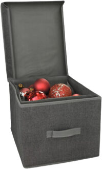 Gerimport Opbergbox London - 40 x 31 x 25 cm - antraciet - met handvaten