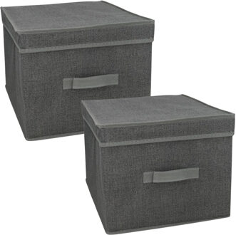 Gerimport Opbergbox London - 4x - 40 x 31 x 25 cm - antraciet - met handvaten