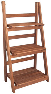 Gerimport Opbergkast/wandkast - met 3 planken - hout - 41 x 26 x 80 cm - bad-/woonkamer en keuken