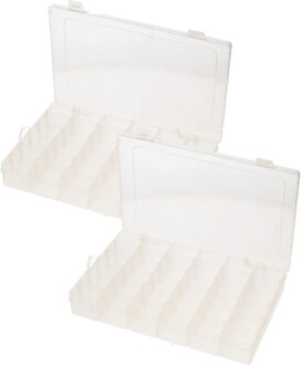 Gerimport opbergkoffertje/opbergdoos/sorteerbox - 2x - 36-vaks - kunststof - transparant - 27 x 17 x