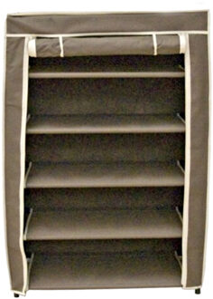 Gerimport Opvouwbaar camping schoenenrek / schoenenkast - bruin - 60 x 30 x 88 cm