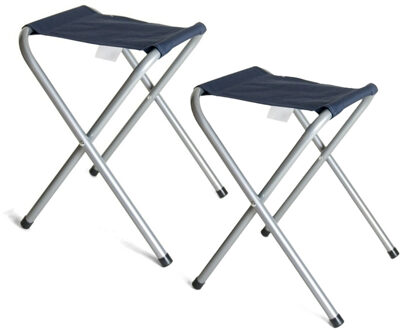 Gerimport Opvouwbare stoel - 2x - blauw - kunststof/metaal - 35 x 38 cm - klapstoel camping