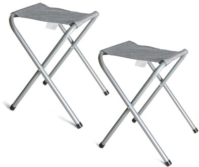 Gerimport Opvouwbare stoel - 2x - grijs - kunststof/metaal - 35 x 38 cm - klapstoel camping