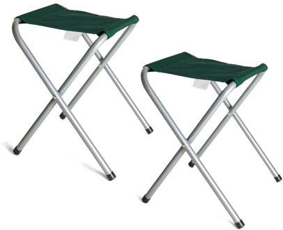 Gerimport Opvouwbare stoel - 2x - groen - kunststof/metaal - 35 x 38 cm - klapstoel camping