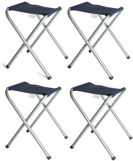 Gerimport Opvouwbare stoel - 4x - blauw - kunststof/metaal - 35 x 38 cm - klapstoel camping