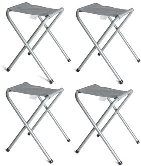 Gerimport Opvouwbare stoel - 4x - grijs - kunststof/metaal - 35 x 38 cm - klapstoel camping