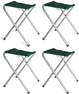 Gerimport Opvouwbare stoel - 4x - groen - kunststof/metaal - 35 x 38 cm - klapstoel camping