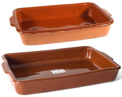 Gerimport Ovenschalen set - 2x st - 4 liter en 8,5 liter - terracotta - ovenschotels/serveerschale