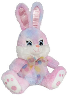 Gerimport Paashaas/haas/konijn knuffel dier - zachte pluche - roze - 20 cm - met strikje - Knuffel bosdieren