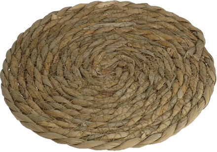 Gerimport Pannen onderzetter van zeegras rond 20 x 20 cm - Panonderzetters Beige