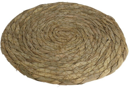 Gerimport Pannen onderzetter van zeegras rond 22 x 22 cm - Panonderzetters Beige