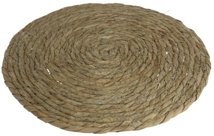 Gerimport Pannen onderzetter van zeegras rond 32 x 32 cm - Panonderzetters Beige