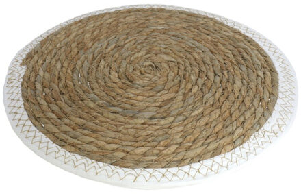 Gerimport Pannen onderzetter van zeegras rond 34 x 34 cm - Panonderzetters Beige