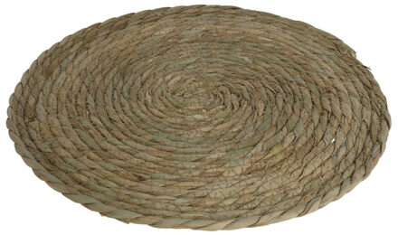 Gerimport Pannen onderzetter van zeegras rond 36 x 36 cm - Panonderzetters Beige