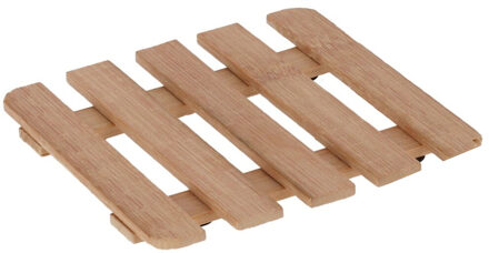 Gerimport Pannenonderzetter - hout - vierkant - 15x15 cm - compact - klassiek - stevig Beige