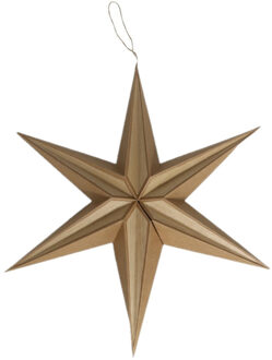 Gerimport Papieren decoratie kerstster lampion bruin 20 cm