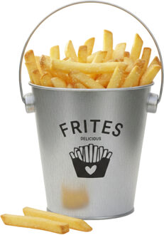 Gerimport Patat serveer emmertje - frites - zilver - metaal - 10 x 10 cm - serveren