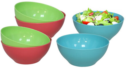 Gerimport Picknick/camping kommen/snack schaaltje - 12x stuks - multi - kunststof - herbruikbaar