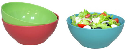 Gerimport Picknick/camping kommen/snack schaaltje - 3x stuks - multi - kunststof - herbruikbaar