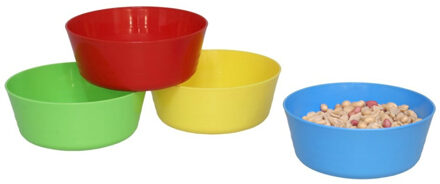 Gerimport Picknick/camping kommen/snack schaaltje - 4x stuks - multi - kunststof - herbruikbaar