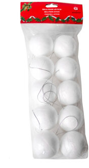 Gerimport Piepschuim ballen/bollen - 10x stuks - D5 cm - met lusjes - DIY hobby/decoratie balletjes Wit