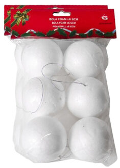 Gerimport Piepschuim ballen/bollen - 12x stuks - D6 cm - met lusjes - DIY hobby/decoratie balletjes