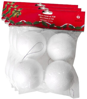 Gerimport Piepschuim ballen/bollen - 12x stuks - D7 cm - met lusjes - DIY hobby/decoratie balletjes