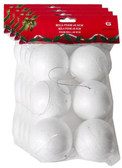 Gerimport Piepschuim ballen/bollen - 24x stuks - D6 cm - met lusjes - DIY hobby/decoratie balletjes