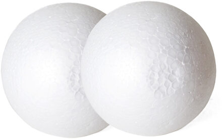 Gerimport Piepschuim ballen/bollen - 2x - D10 cm - wit - DIY hobby/decoratie bal