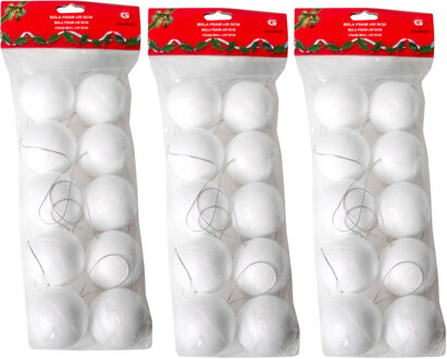 Gerimport Piepschuim ballen/bollen - 30x stuks - D5 cm - met lusjes - DIY hobby/decoratie balletjes