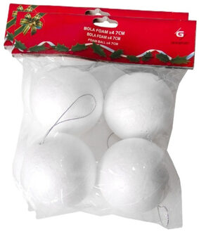 Gerimport Piepschuim ballen/bollen - 8x stuks - D7 cm - met lusjes - DIY hobby/decoratie balletjes