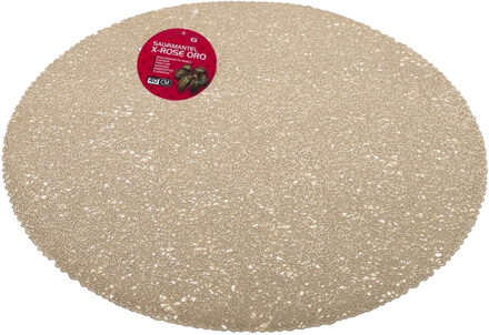 Gerimport Placemat - goud - dia 40 cm - rond - kunststof - onderlegger - kerstdiner/diner placemats