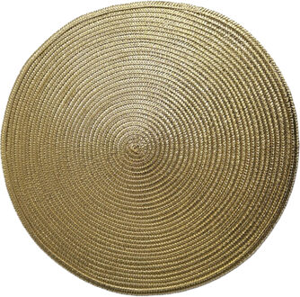 Gerimport Placemat - metallic goud - dia 38 cm - rond - onderlegger - kerstdiner/diner placemats Goudkleurig